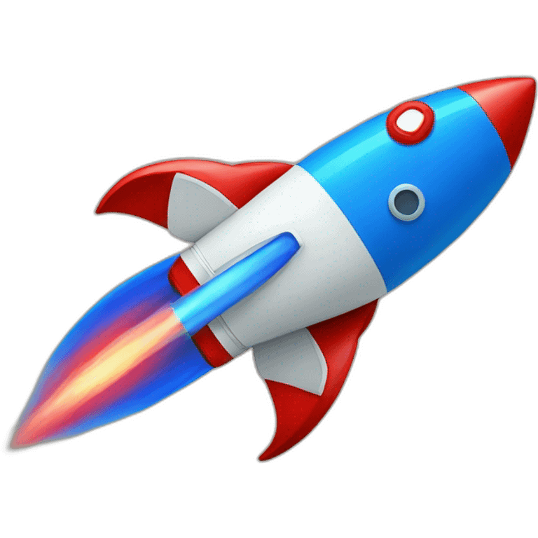 blue and red rocket emoji