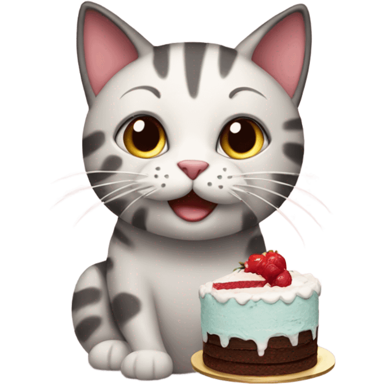 Cat with a cake emoji