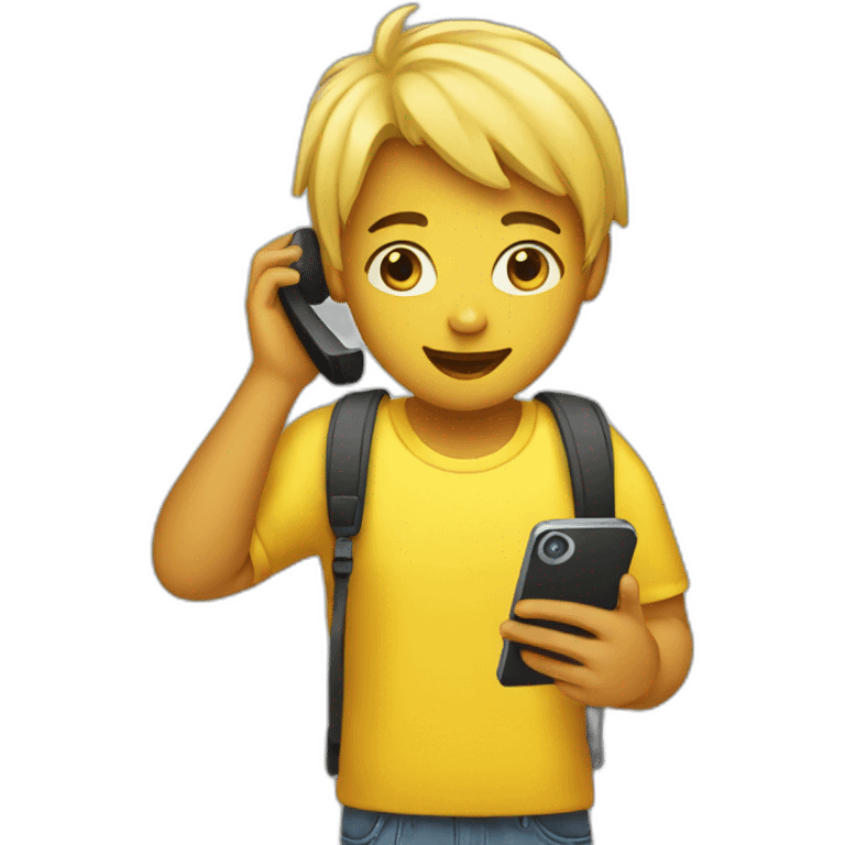 yellow young adult with phone emoji