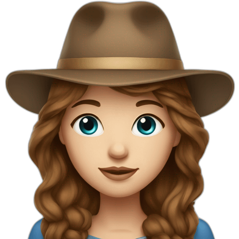 Russian girl bleu eye and long brown hair and Russian hat emoji