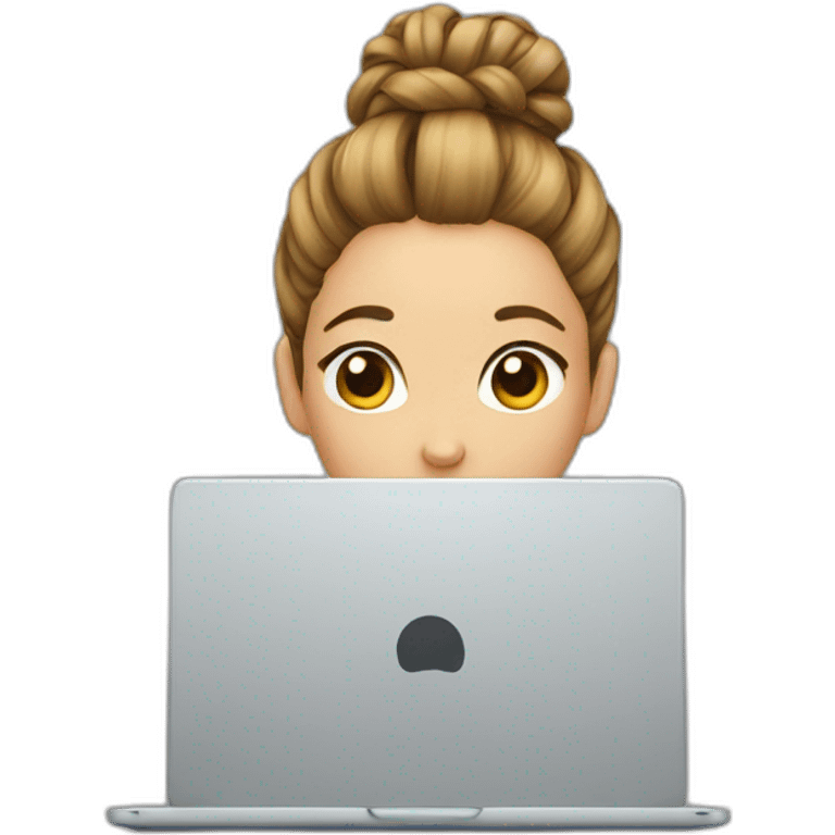 hair bun behind a laptop emoji