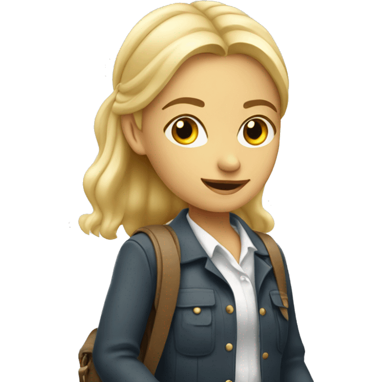 blonde schoolgirl with bag pack emoji