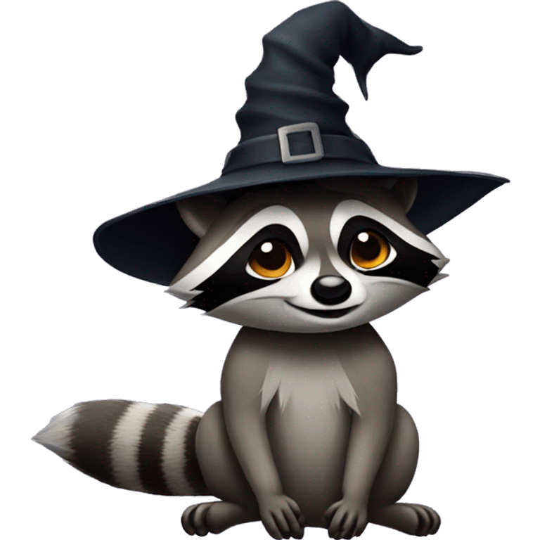 Raccoon with a witch hat on  emoji