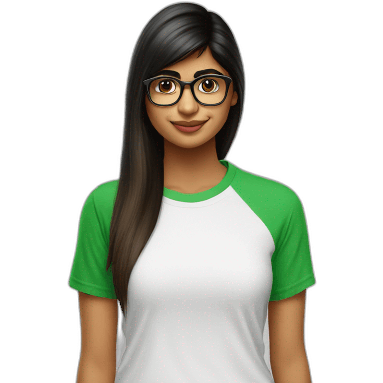 Mia Khalifa white tshirt green sleeves emoji