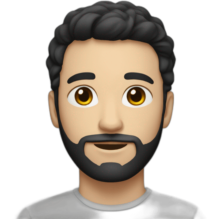 young white man with black short beard and short black hair emoji