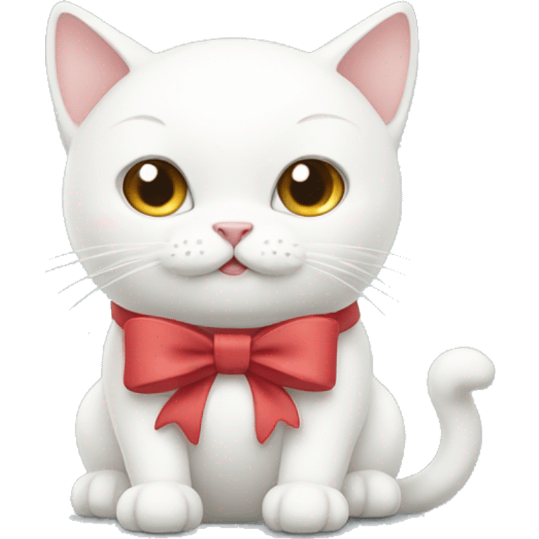 white cat with a bow  emoji