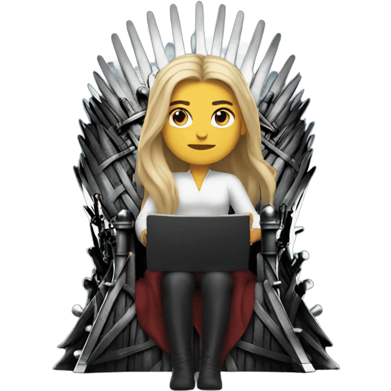 White Woman with long hair sitting on the Iron throne emoji