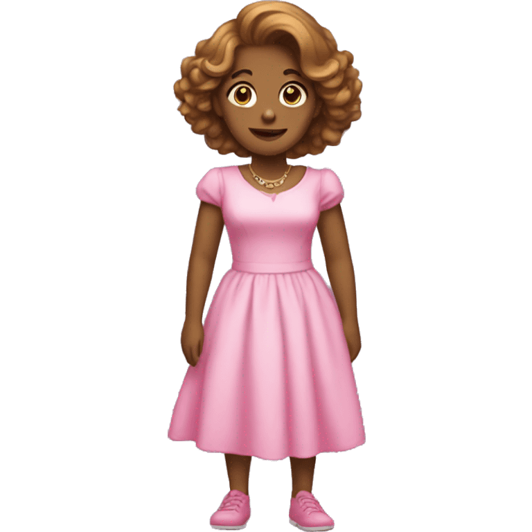 Annie with a pink dress emoji