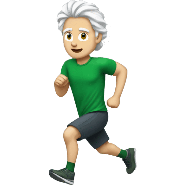 White Man running with blonde silver hair in a green shirt emoji