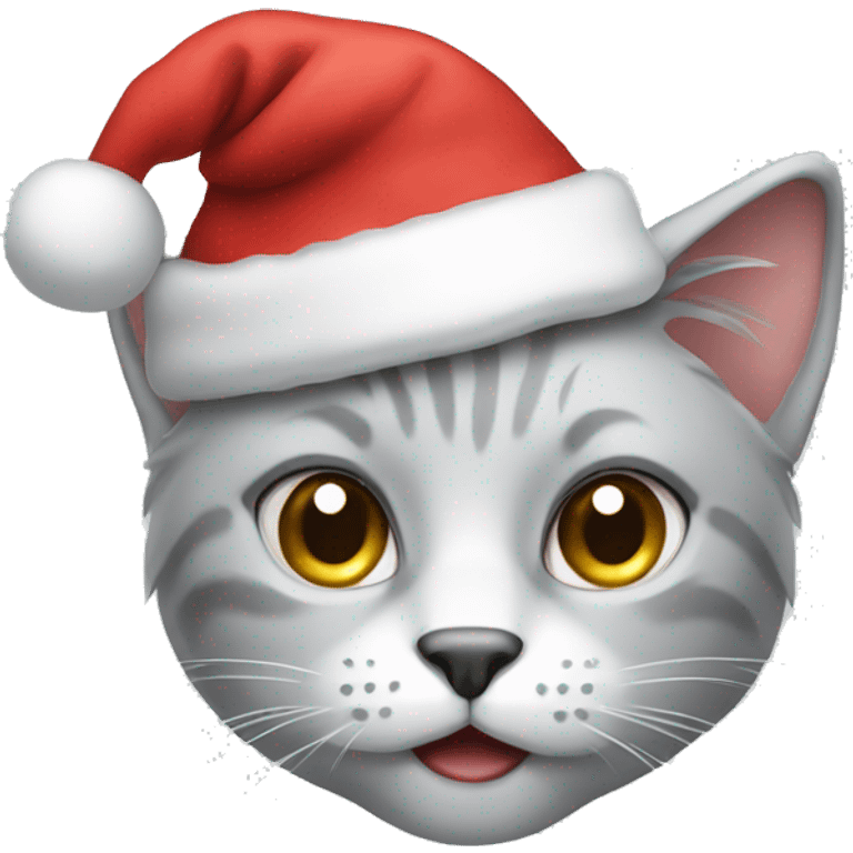 Silver cat wearing Christmas hat  emoji