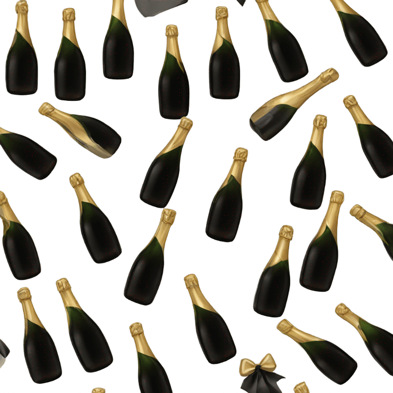 black champagne bottle with gold bow emoji