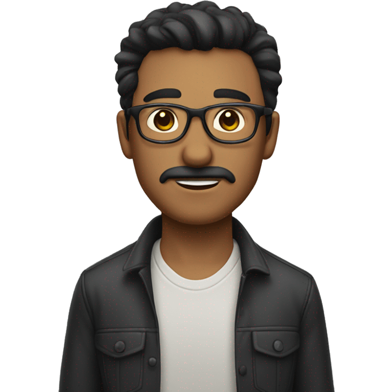 dark hair dark eye man with short mustache wearing glasses emoji