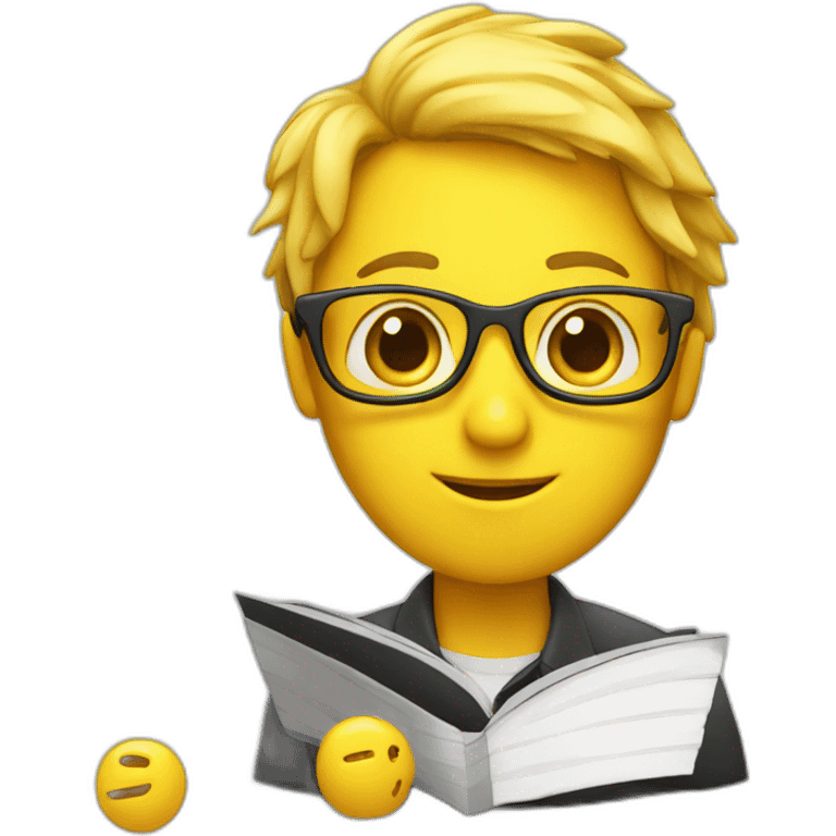 a yellow nerd with a maths book emoji