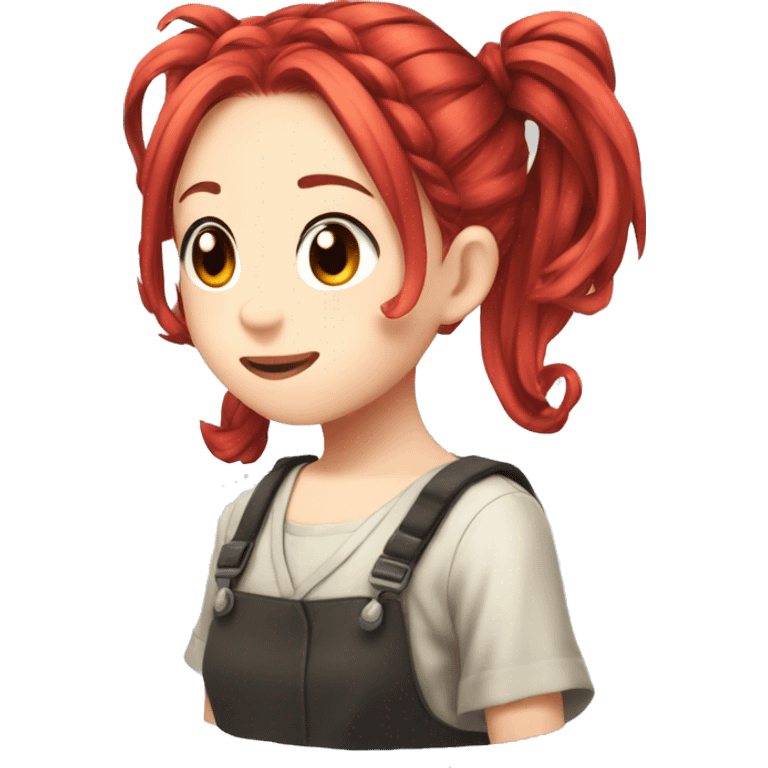 Red haired spiral pigtail anime girl emoji