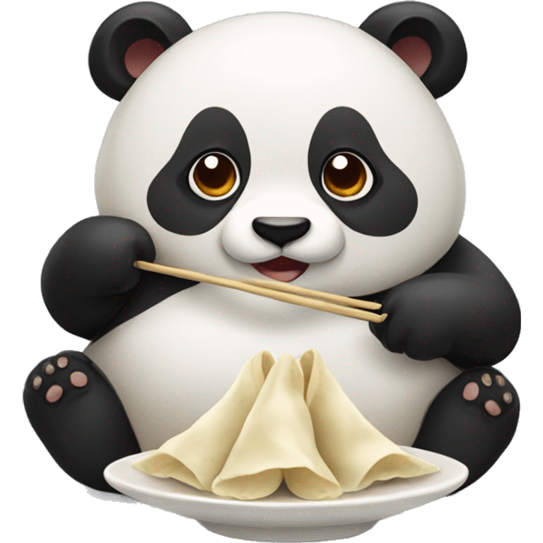 Panda eating dumpling emoji