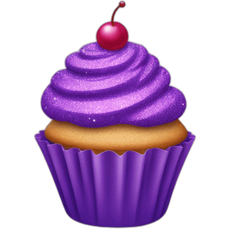 Happy purple glittery cupcake  emoji