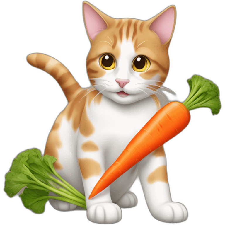 tabby-calico-cat-playing-with-carrot emoji