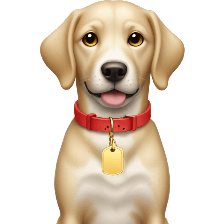 Dog Red collar and bone tag golden emoji