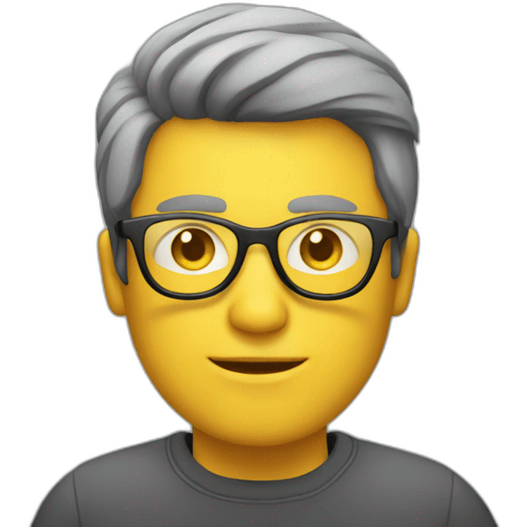 White man with yellow tinted glasses and black hair in a gray jumper and sitting on a chair emoji