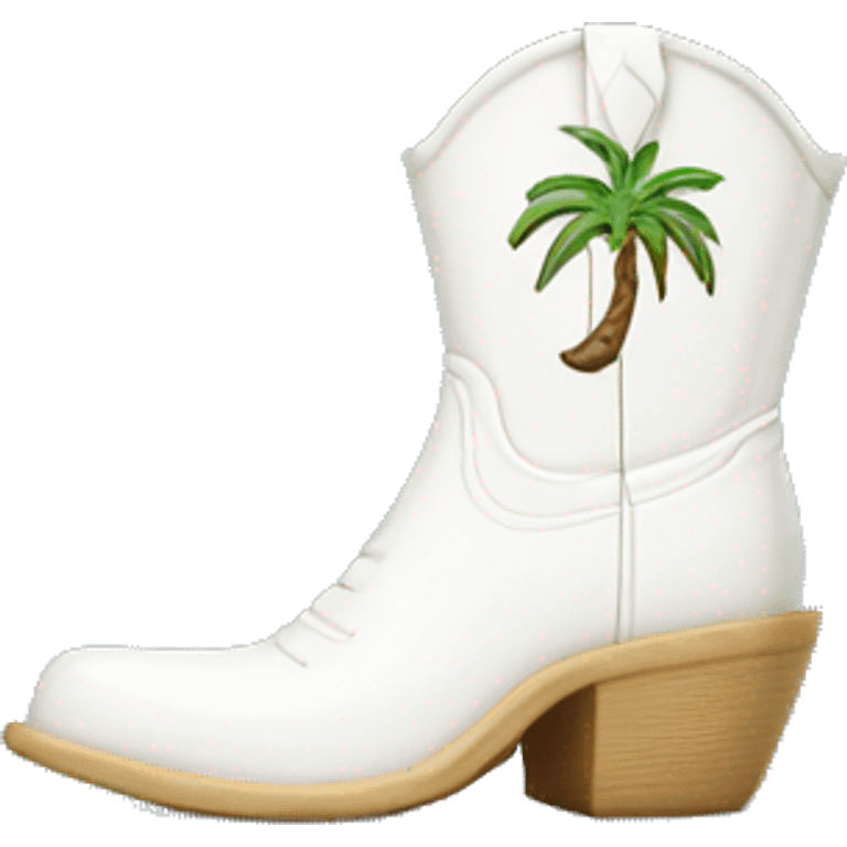 White cowgirl boot vase with palm tree  emoji