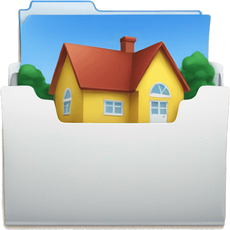 a folder of documents with a picture of a house on it emoji