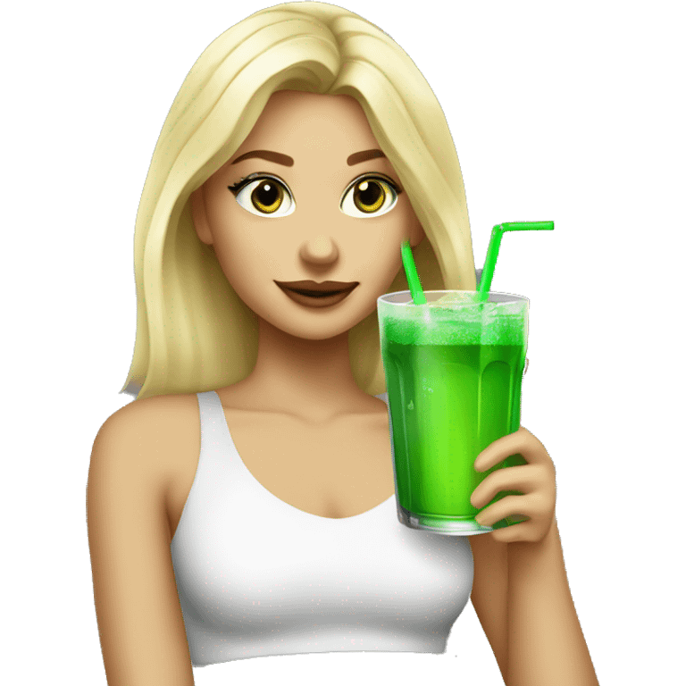 Pretty Blonde girl with green drink in club  emoji