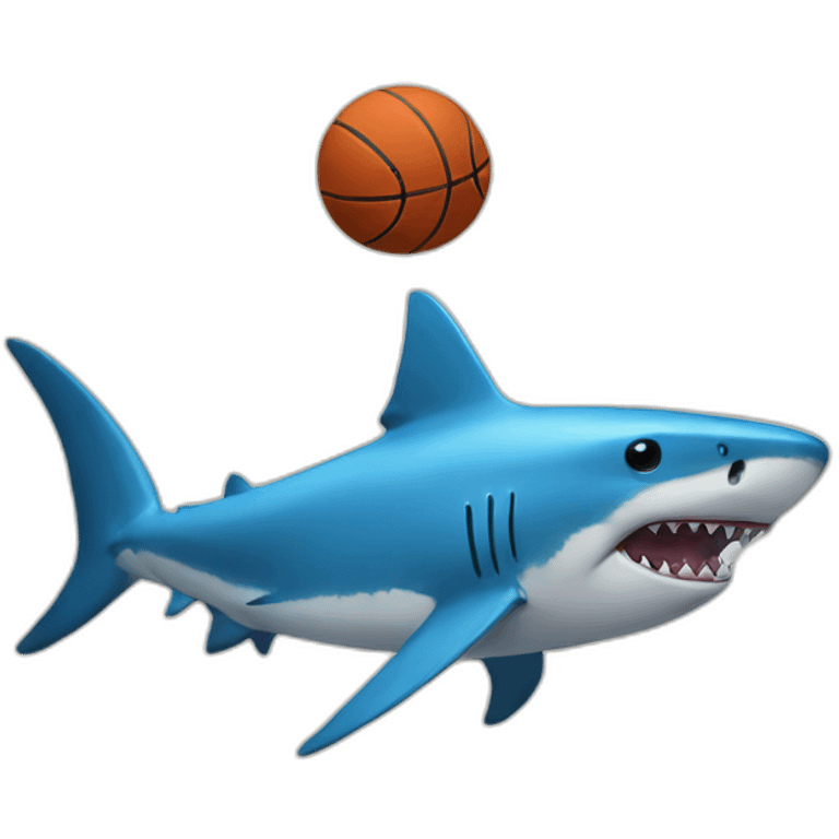 blue shark playing basketball emoji