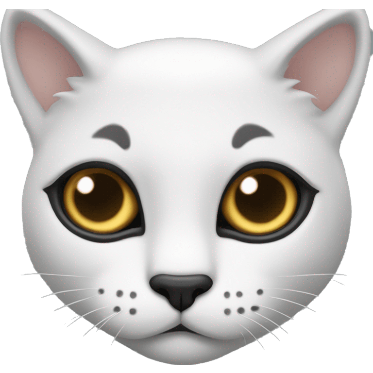 Gatto bianco con macchia nera sulla faccia emoji