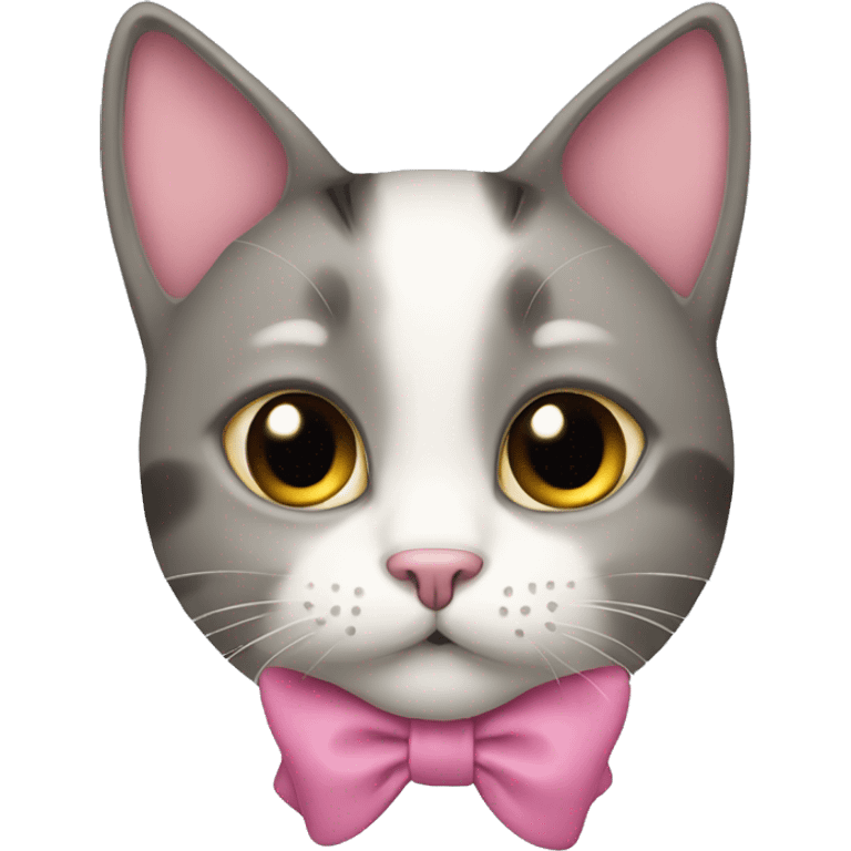 cat with a bow on the ear the bow is pink emoji