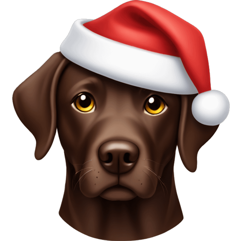 Chocolate lab in Santa hat emoji