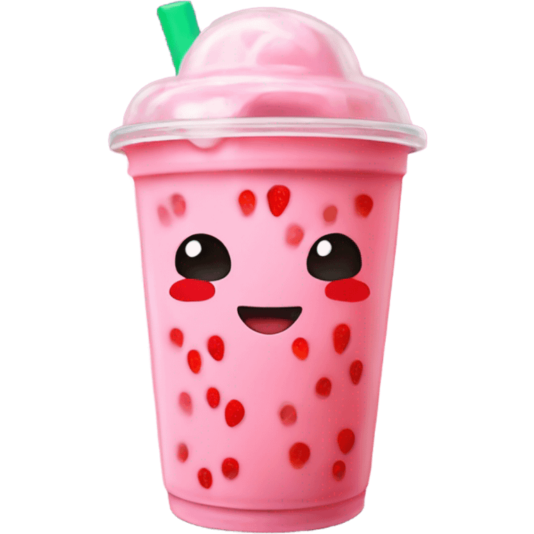 Boba tea pink strawberry flavored emoji