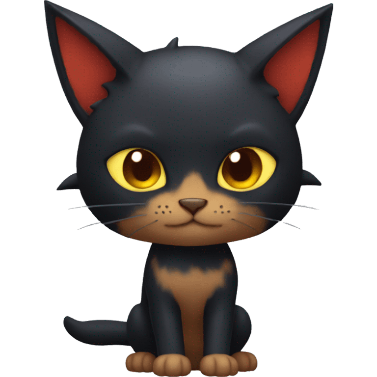 Litten-Cat with black bat-ears full body emoji