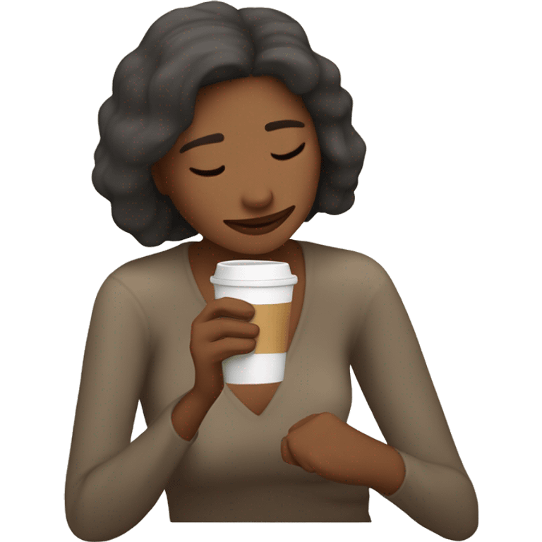 Mujer durmiendo con un café en la mano emoji