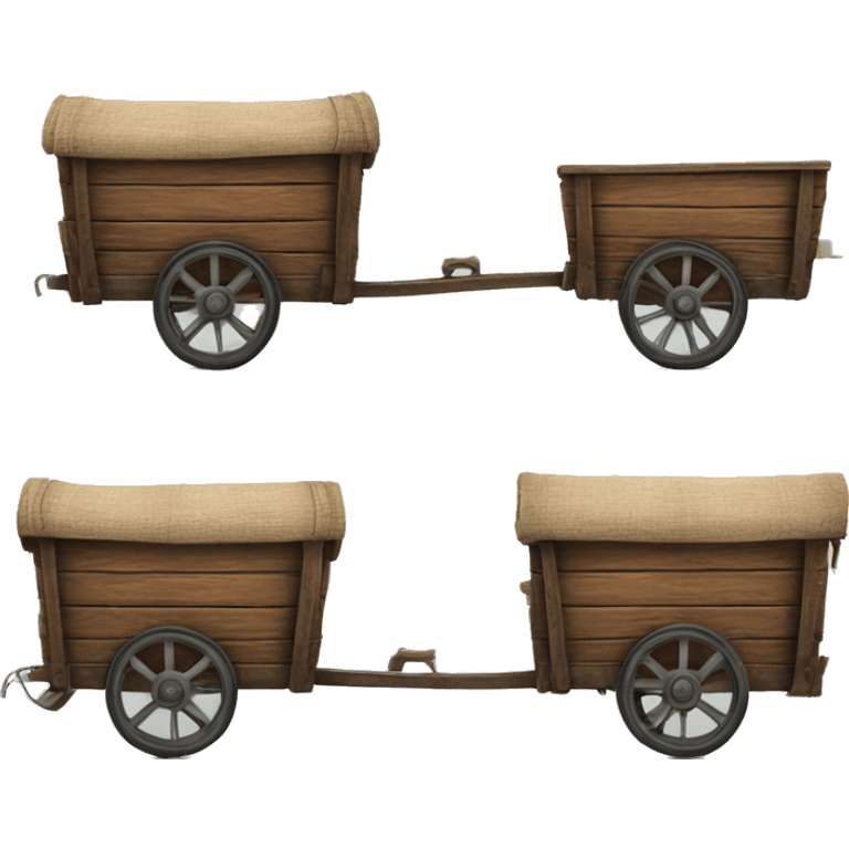 Realistic wood cart gypsy trailer isolated.  emoji