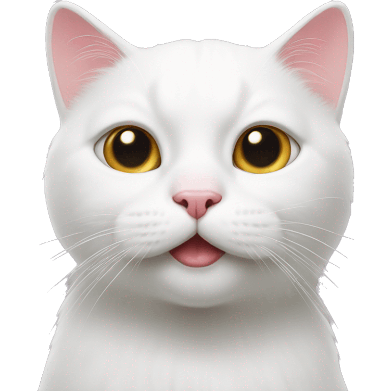 white cat with pinky nose emoji