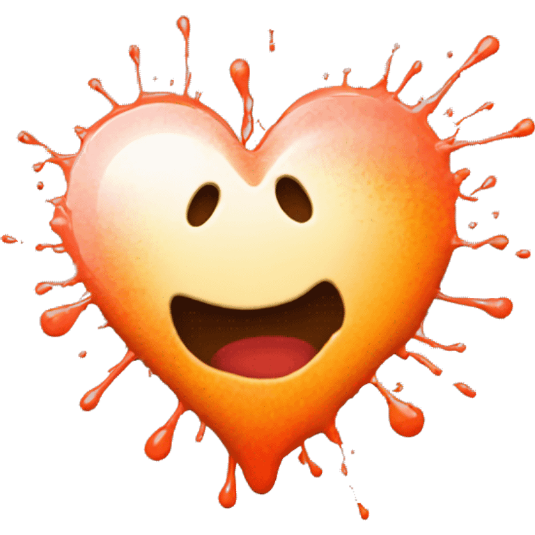 splattered paint heart glowing red-orange warmth emoji