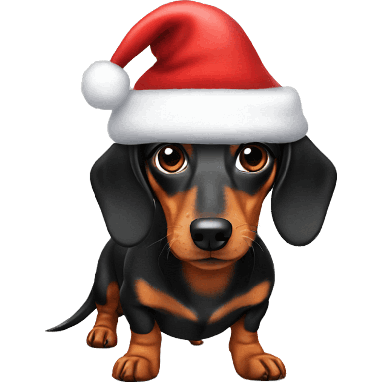 Dachshund with Santa hat emoji