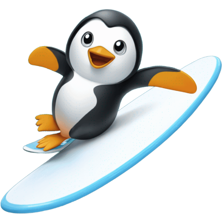 penguin surfing emoji