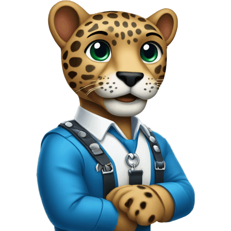 jaguar wearing blue collar work clothea emoji