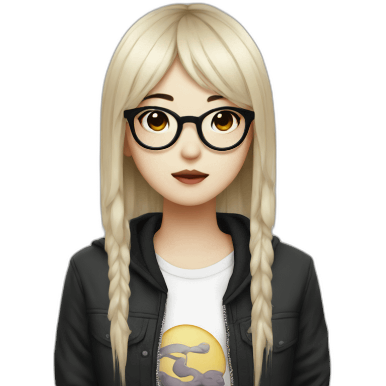 Chinese Emo girl with glasses emoji