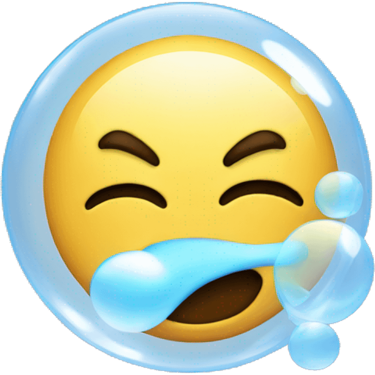 Emoji blowing a bubble emoji