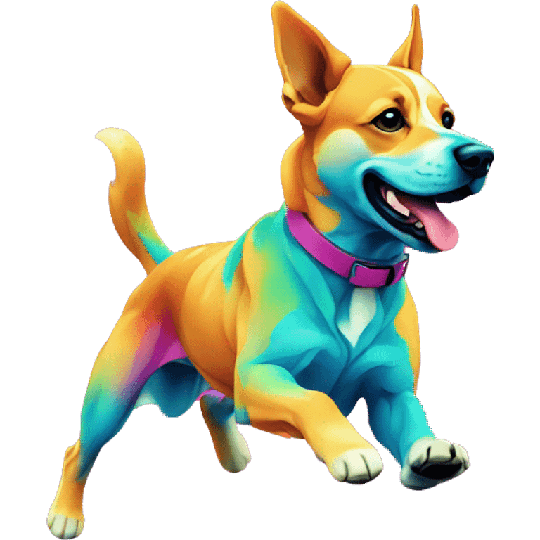 Vector art of a dog running made of vector multicoloured gradient shapes abstract shapes vector art emoji