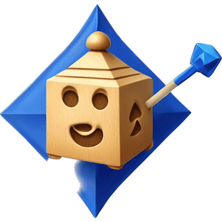 Jewish dreidel a cubed four-sided spinning top with a point on the bottom and a stick on the top used to spin it, played during the Jewish holiday of Hanukkah emoji