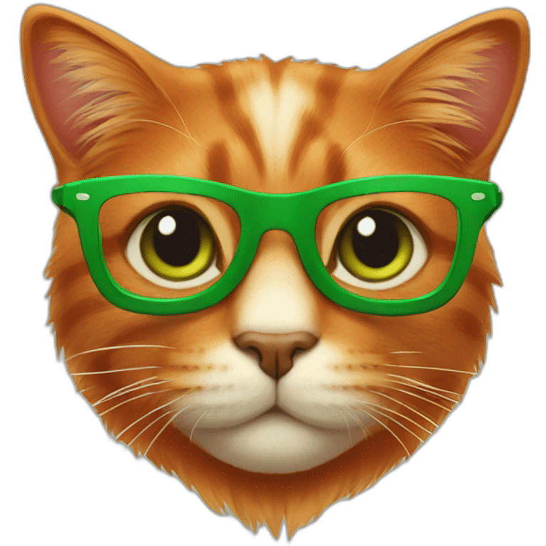 a red cat in green glasses emoji