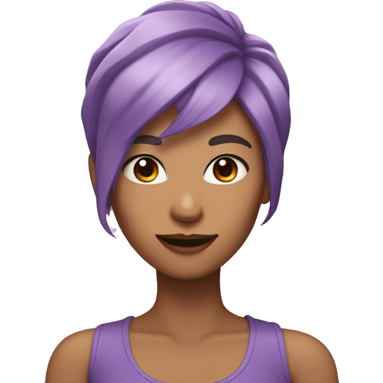 female purple hair and a horn,peach skin color emoji