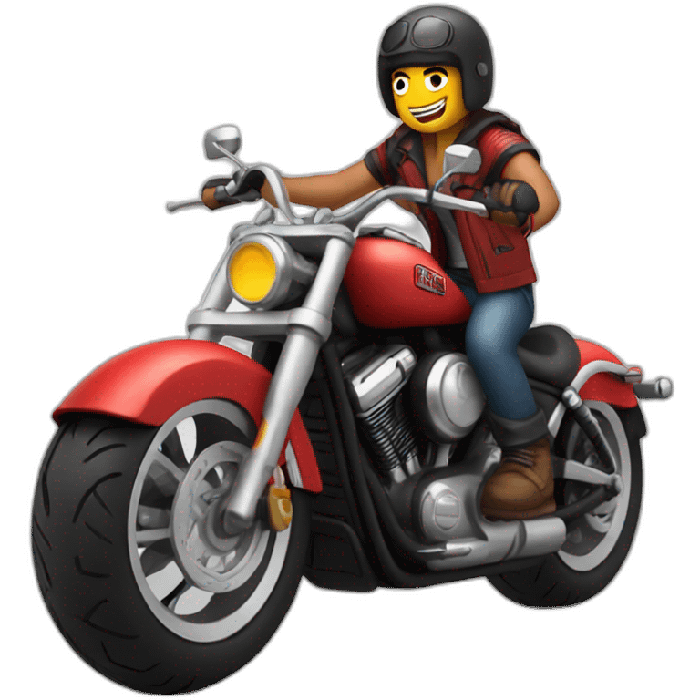 Skin biker on red harley emoji