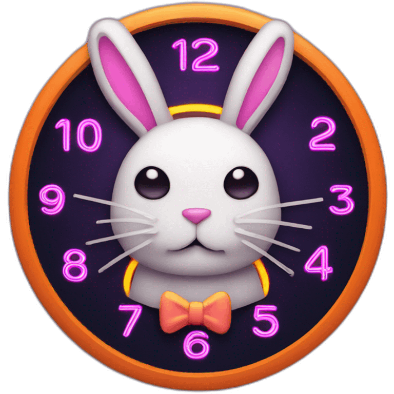 neon rabbit clock emoji