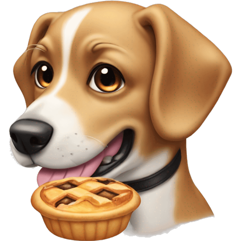 Dog eating pastel de nata emoji