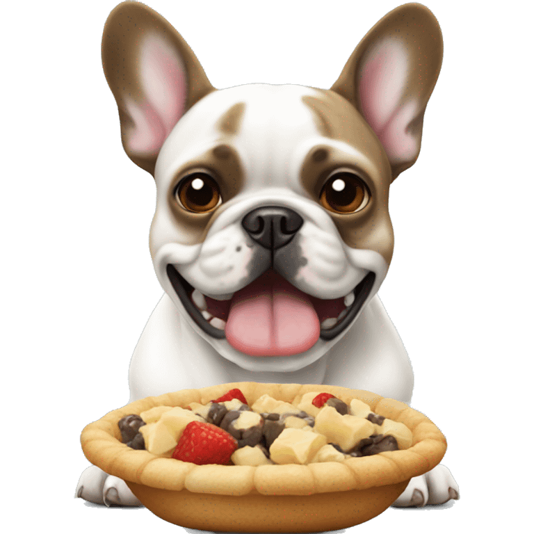 French bulldog eating emoji