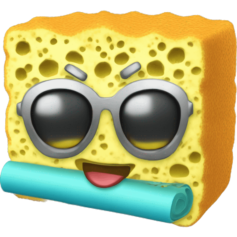 Sponge with computer with book emoji